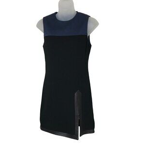 RAG & bone Blue And Black Mini Dress  Accent Leather On Trim And Zipper Size 00